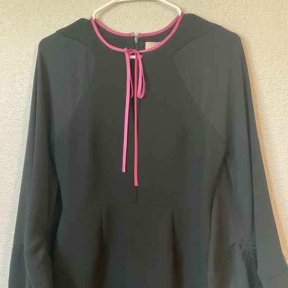 Roksanda Bow Detailed Cady Atlen Midi Dress Size US 4 Black Pink - Picture 4 of 14